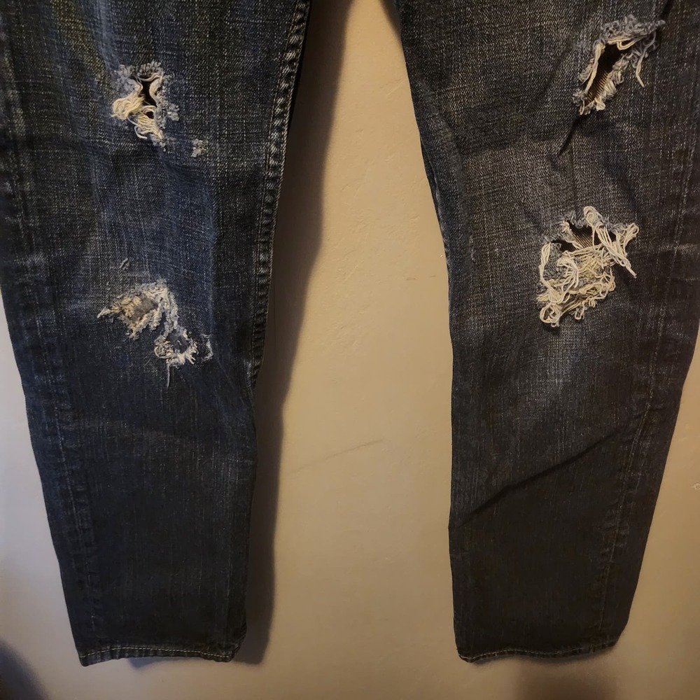 Levi's Vintage 511 Slim Fit Straight black ripped stretch jeans men's 29 X 30 - Picture 5 of 8